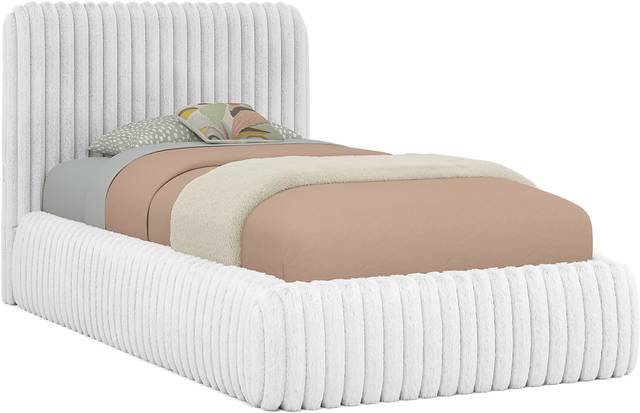Kids Charlize White Twin Upholstered Bed - Thumbnail - Image 1
