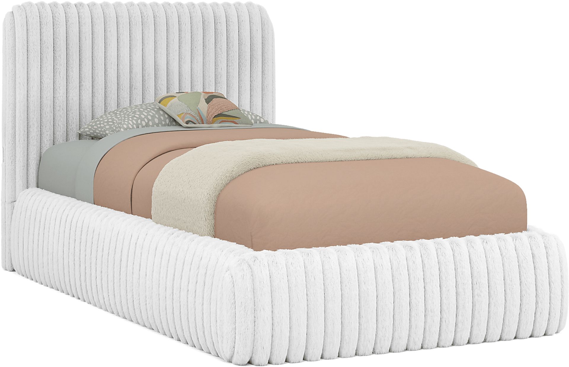 Kids Charlize White Twin Upholstered Bed - Image 1