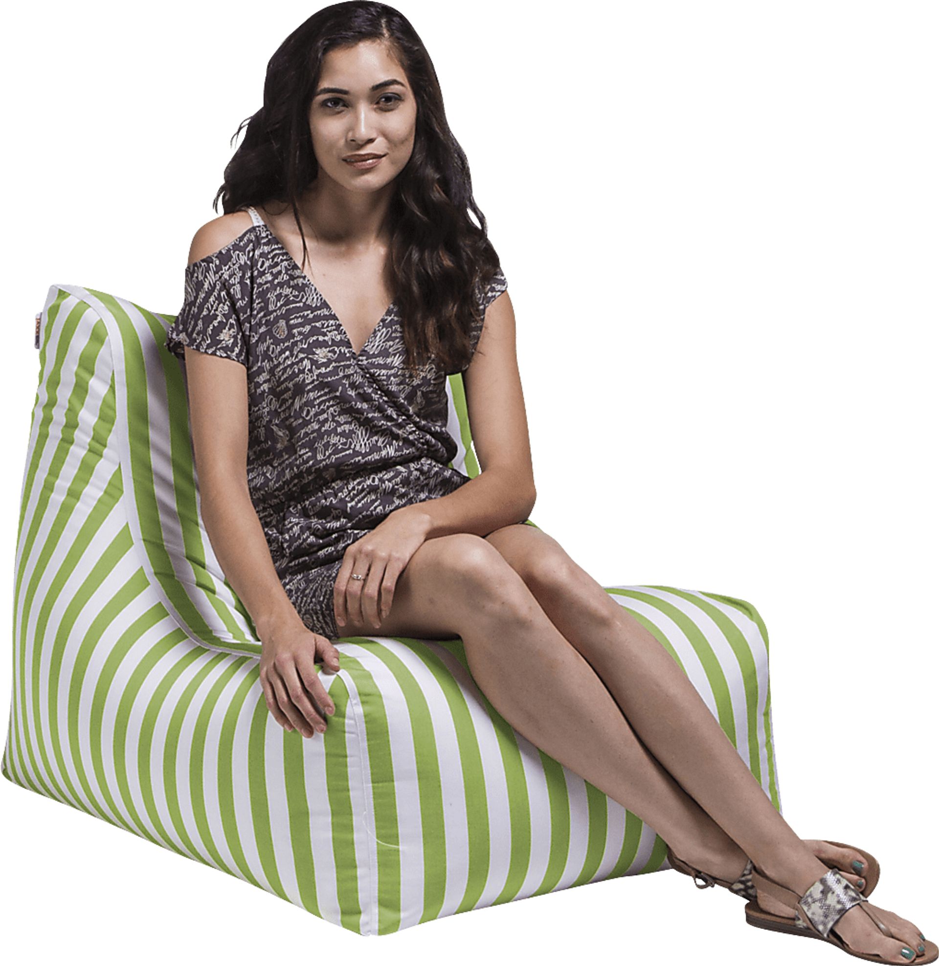Kids Chatty Garden Green/White Indoor/Outdoor Bean Bag Chair - Image 3