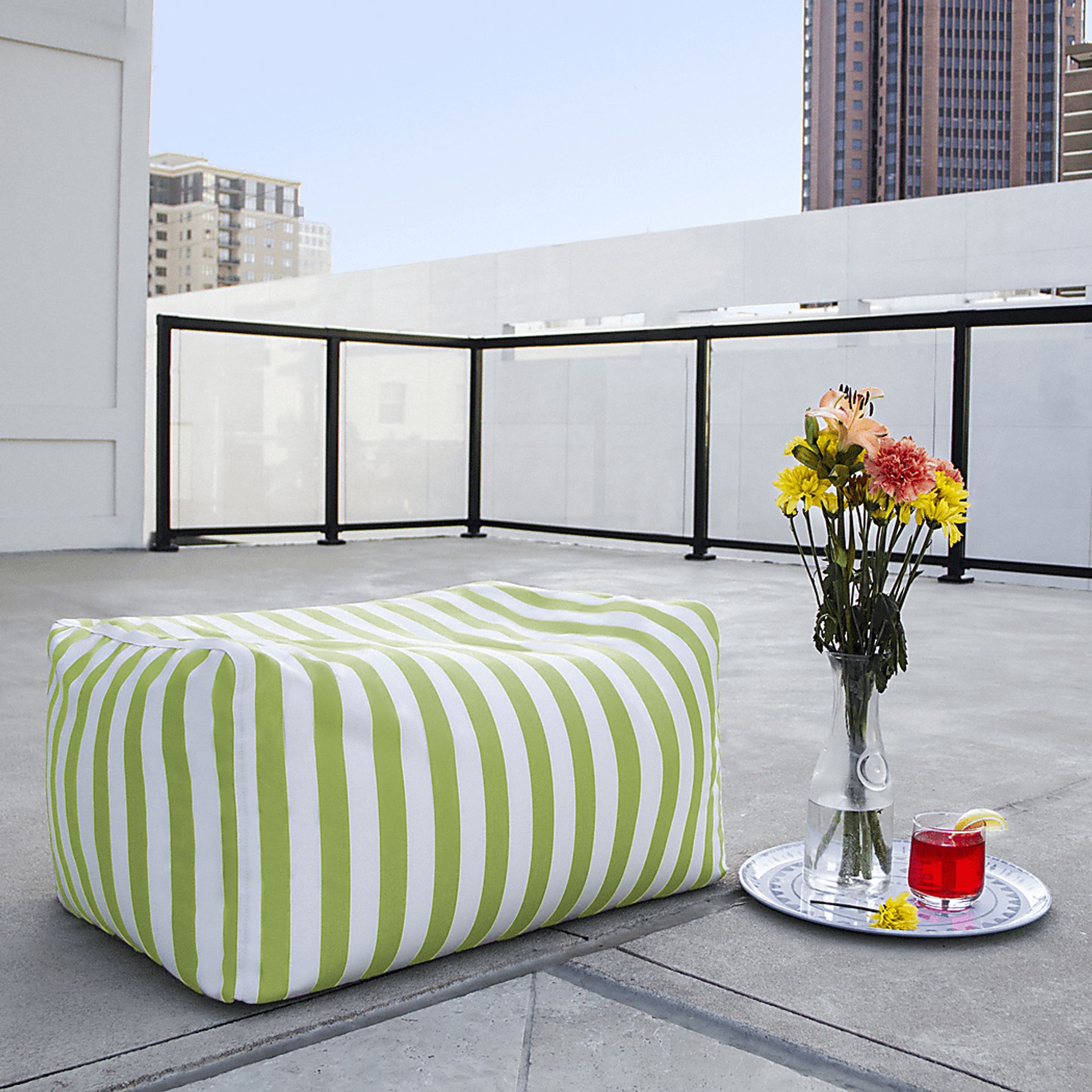Kids Chatty Garden Green/White Indoor/Outdoor Ottoman - Image 2