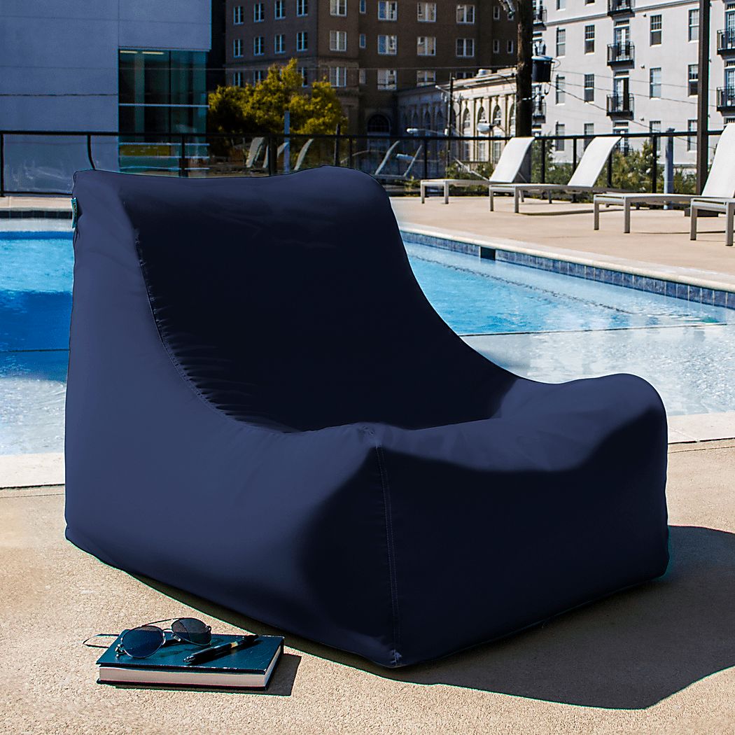 Kids Chatty Garden Navy Indoor/Outdoor Bean Bag Chair - Thumbnail 2