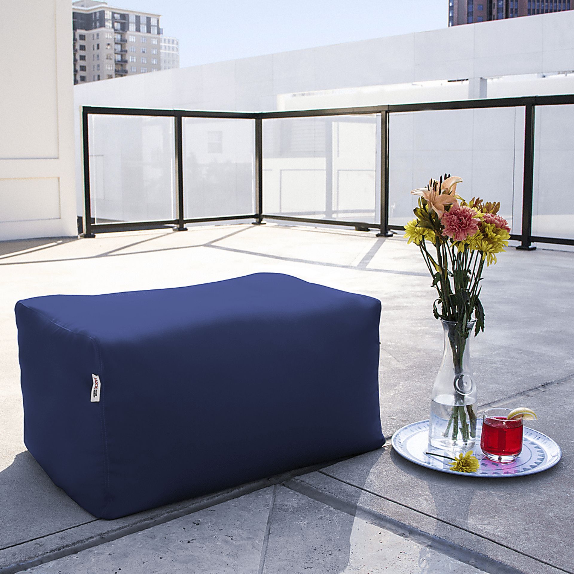 Kids Chatty Garden Navy Indoor/Outdoor Ottoman - Image 2