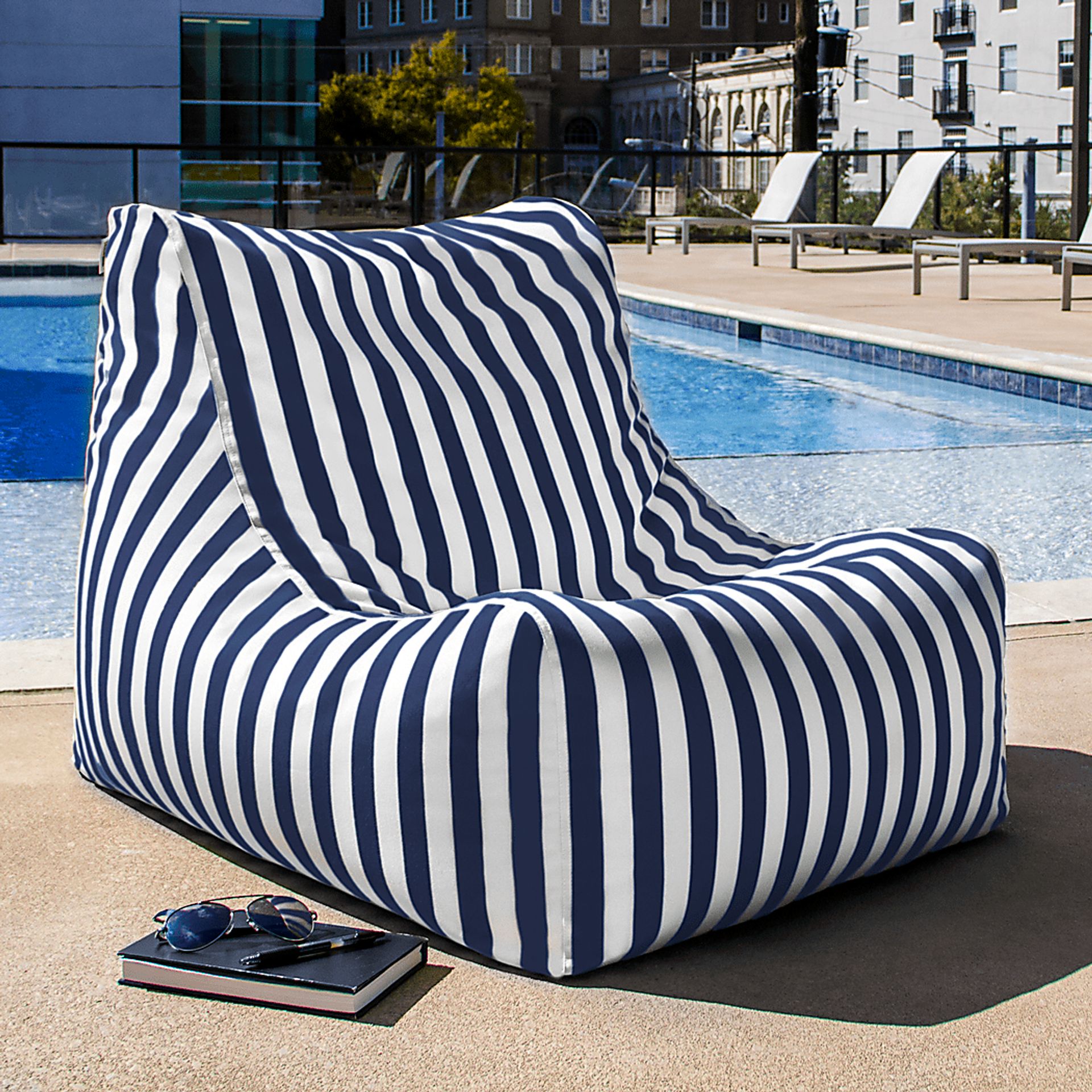 Kids Chatty Garden Navy/White Indoor/Outdoor Bean Bag Chair - Image 2