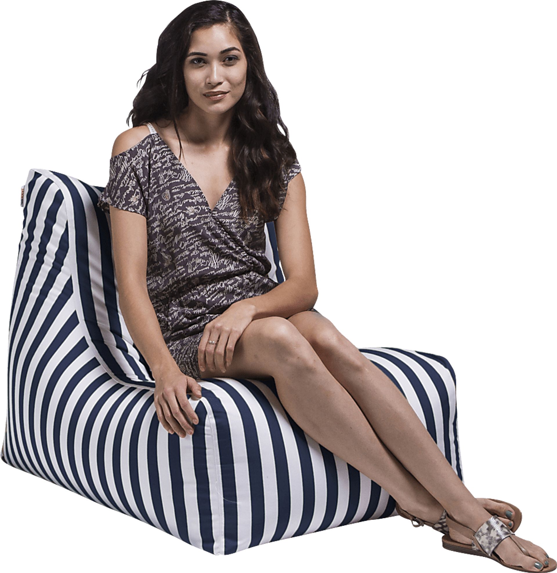 Kids Chatty Garden Navy/White Indoor/Outdoor Bean Bag Chair - Image 3