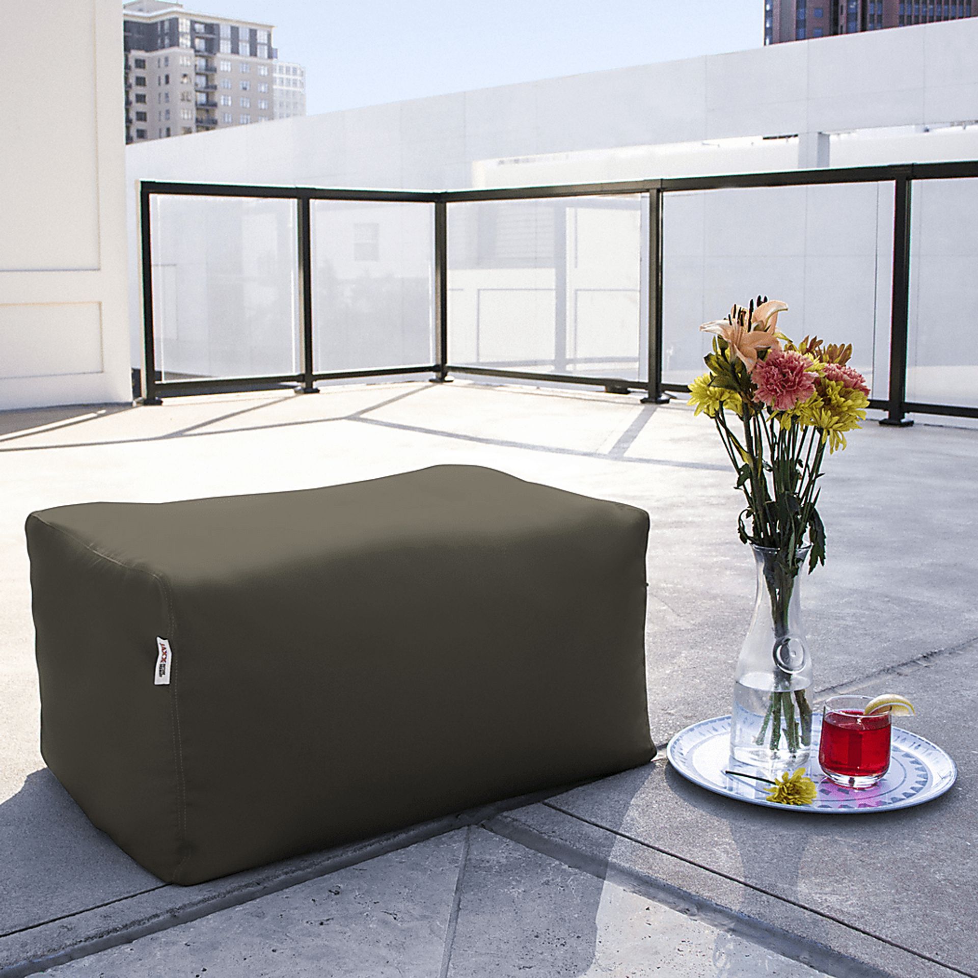 Kids Chatty Garden Taupe Indoor/Outdoor Ottoman - Image 2