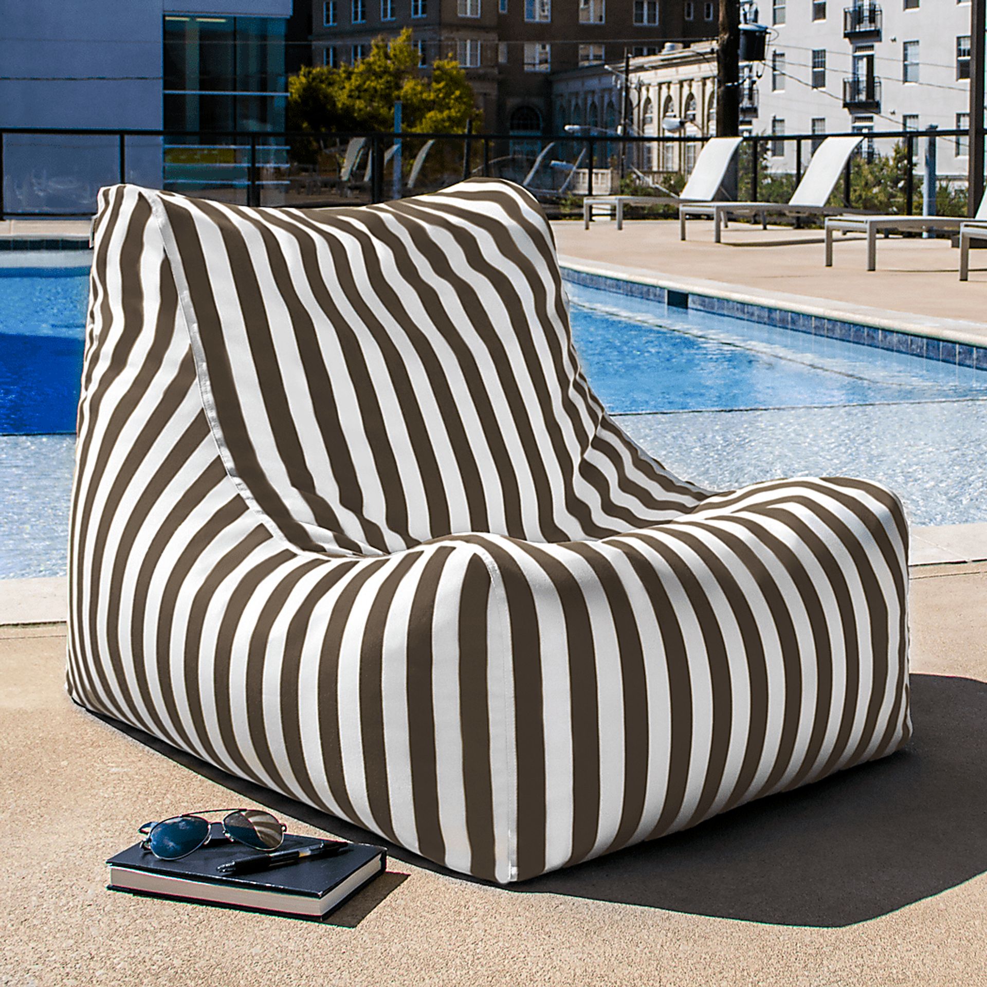 Kids Chatty Garden Taupe/White Indoor/Outdoor Bean Bag Chair - Image 2