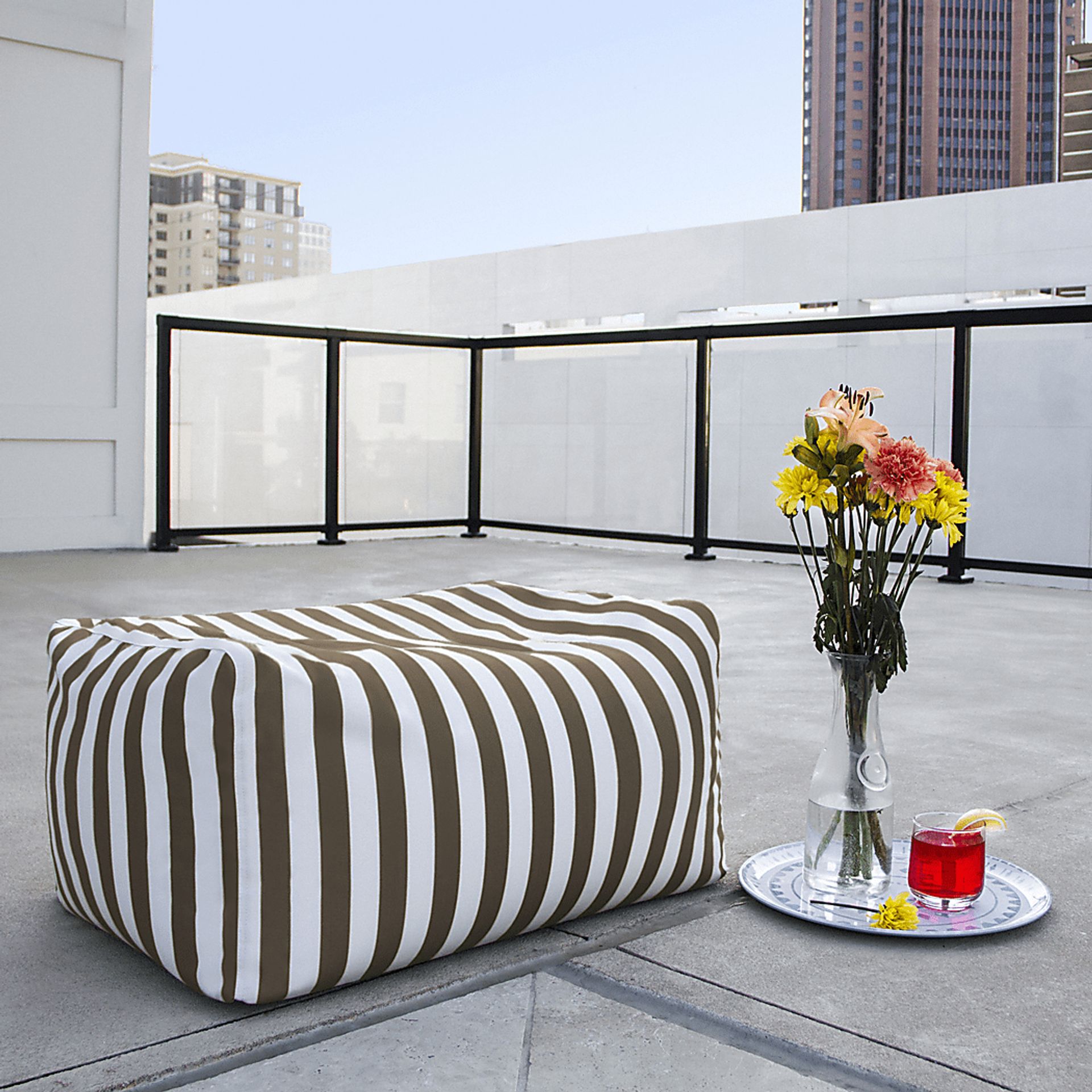 Kids Chatty Garden Taupe/White Indoor/Outdoor Ottoman - Image 2
