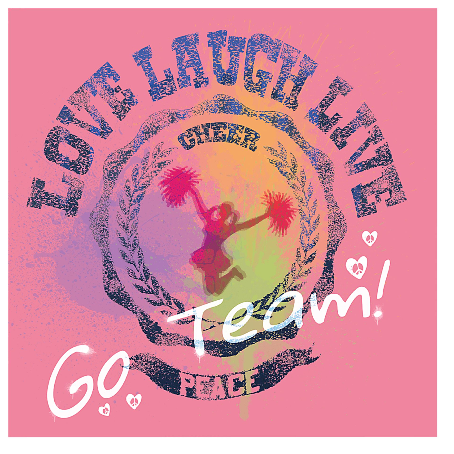 Kids Cheer On Pink Artwork - Image 1