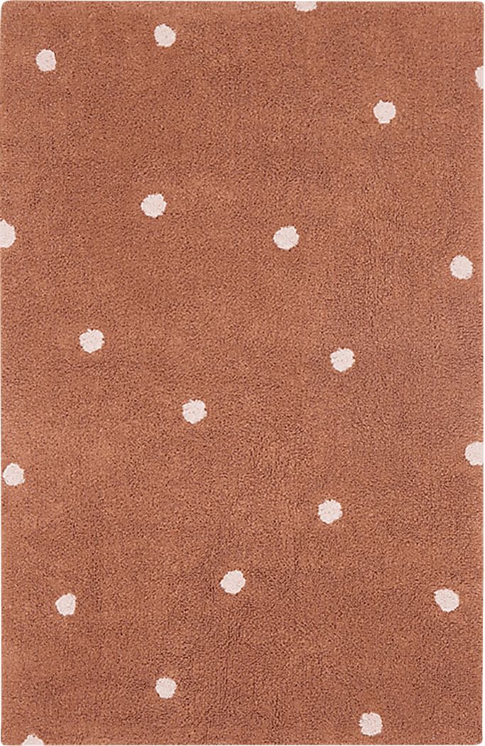 Kids Chestnut 3'3 x 4'11 Mini Dot Machine Washable Rug