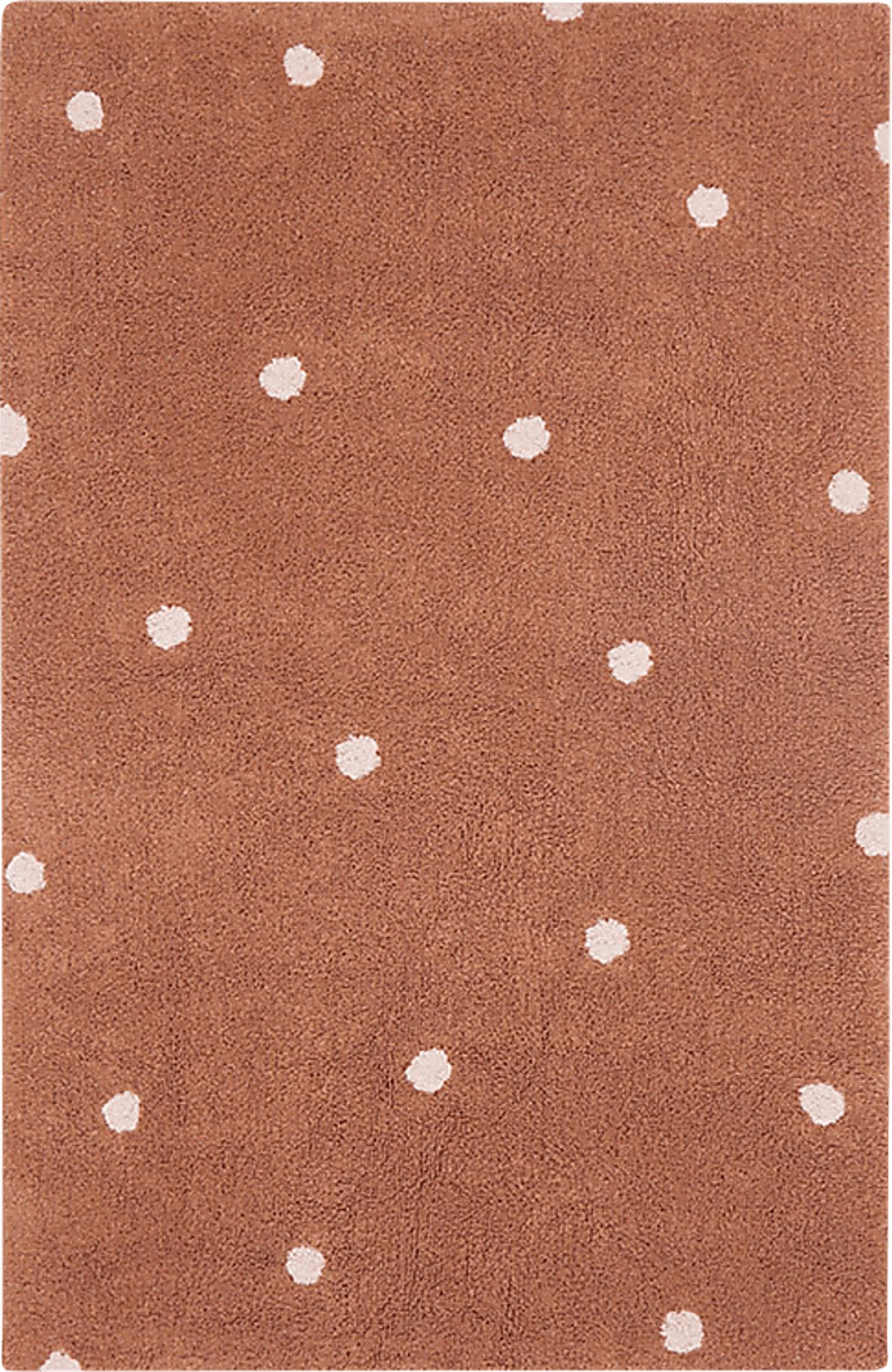 Kids Chestnut 3'3 x 4'11 Mini Dot Machine Washable Rug - Image 1
