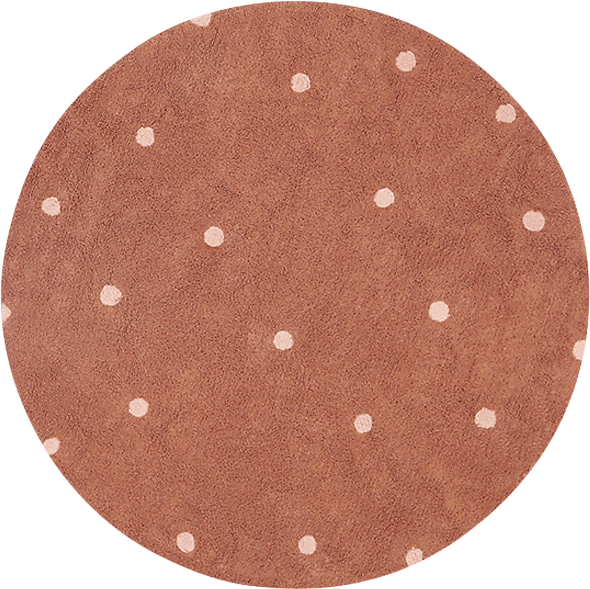Kids Chestnut 4'7 Round Dot Machine Washable Rug - Image 1