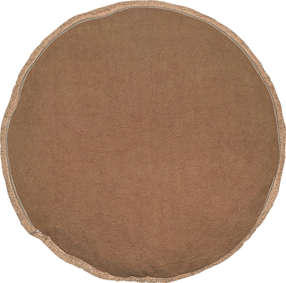 Chillette Chestnut Brown Cotton Fabric Pouf | Rooms to Go