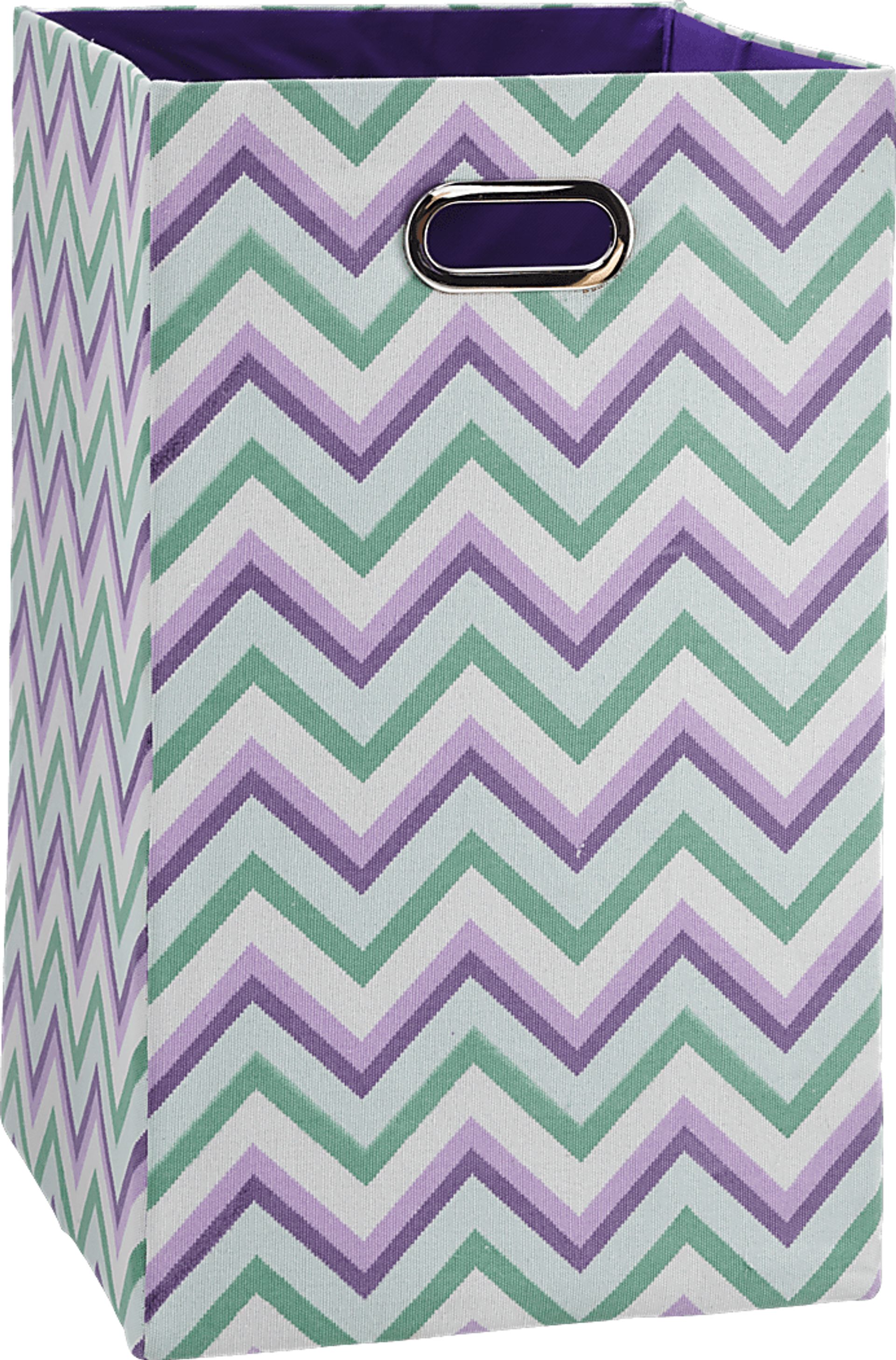 Kids Chevron Vision Purple, Green, and White Tranquil Laundry Bin - Image 1