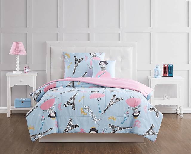 Kids Chique Parisian Blue 3 Pc Twin Comforter Set - Thumbnail - Image 1