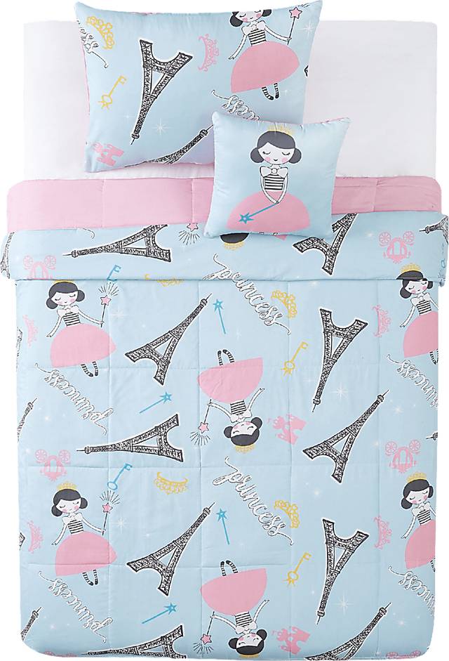 Kids Chique Parisian Blue 4 Pc Full Comforter Set - Thumbnail - Image 4