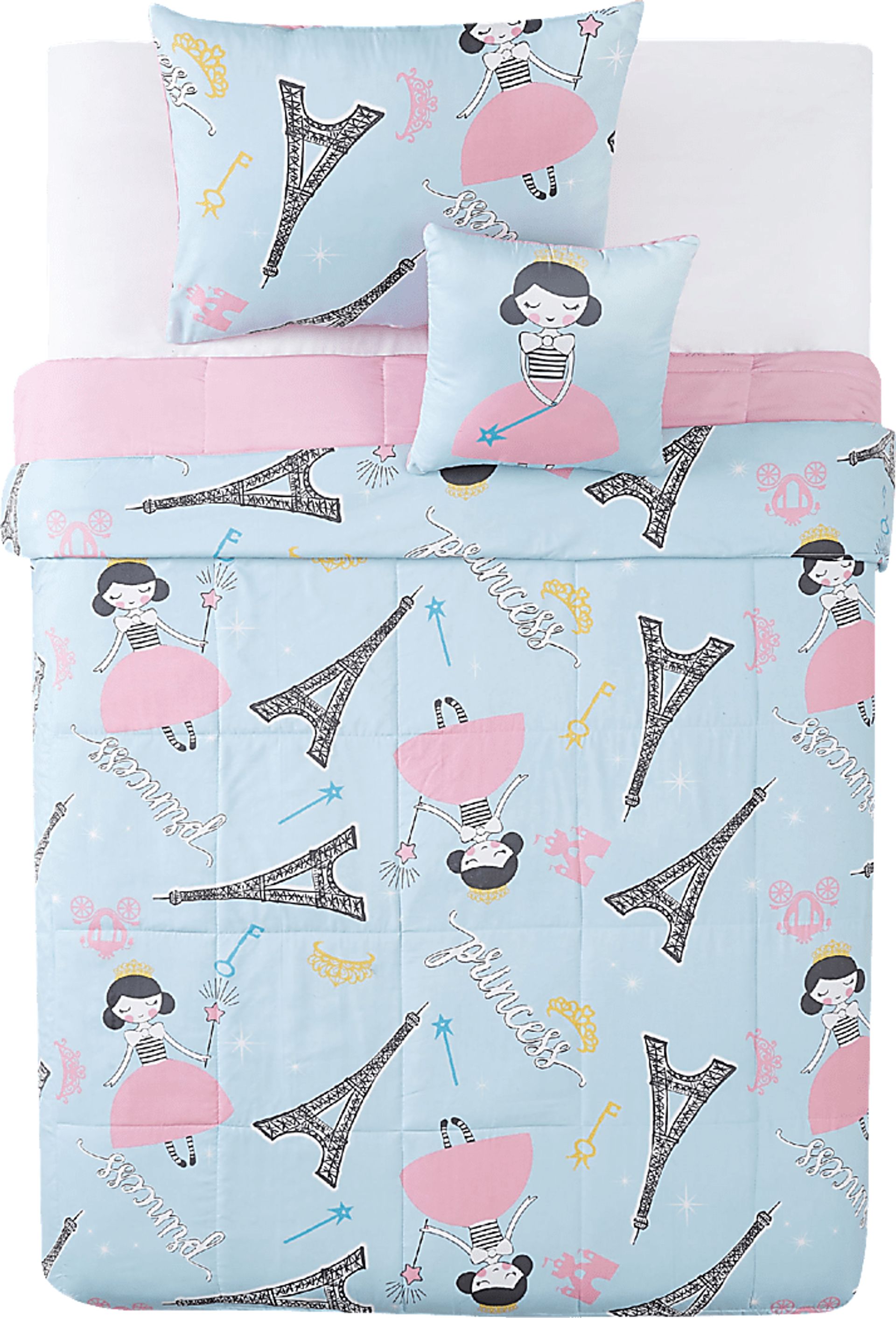 Kids Chique Parisian Blue 4 Pc Full Comforter Set - Image 4