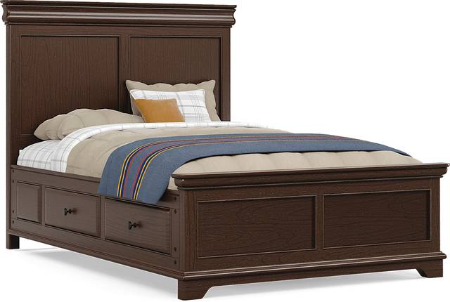 Kids Oberon Chocolate Full Panel Bedroom with Storage Side Rails - Thumbnail - Image 2