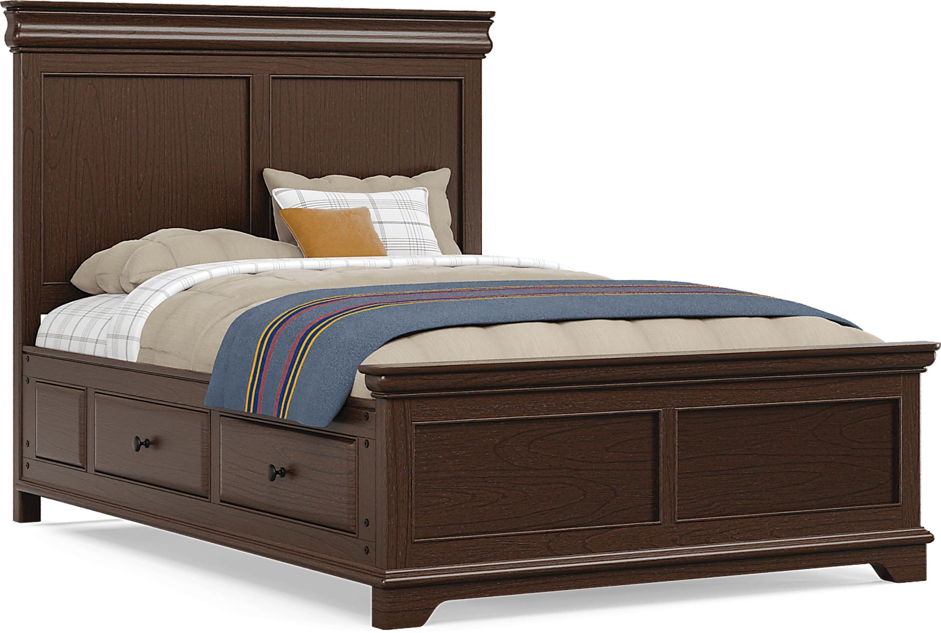 Kids Oberon Chocolate Full Panel Bedroom with Storage Side Rails - Image 2