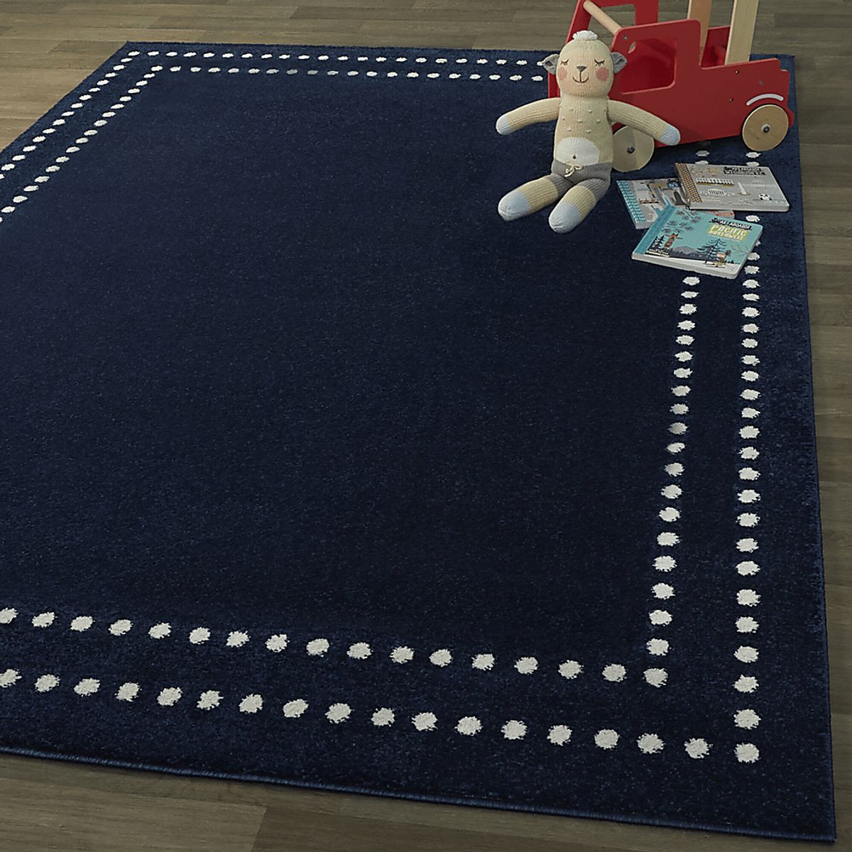 Classic American Boy Blue Polypropylene Fabric Rug | Rooms to Go