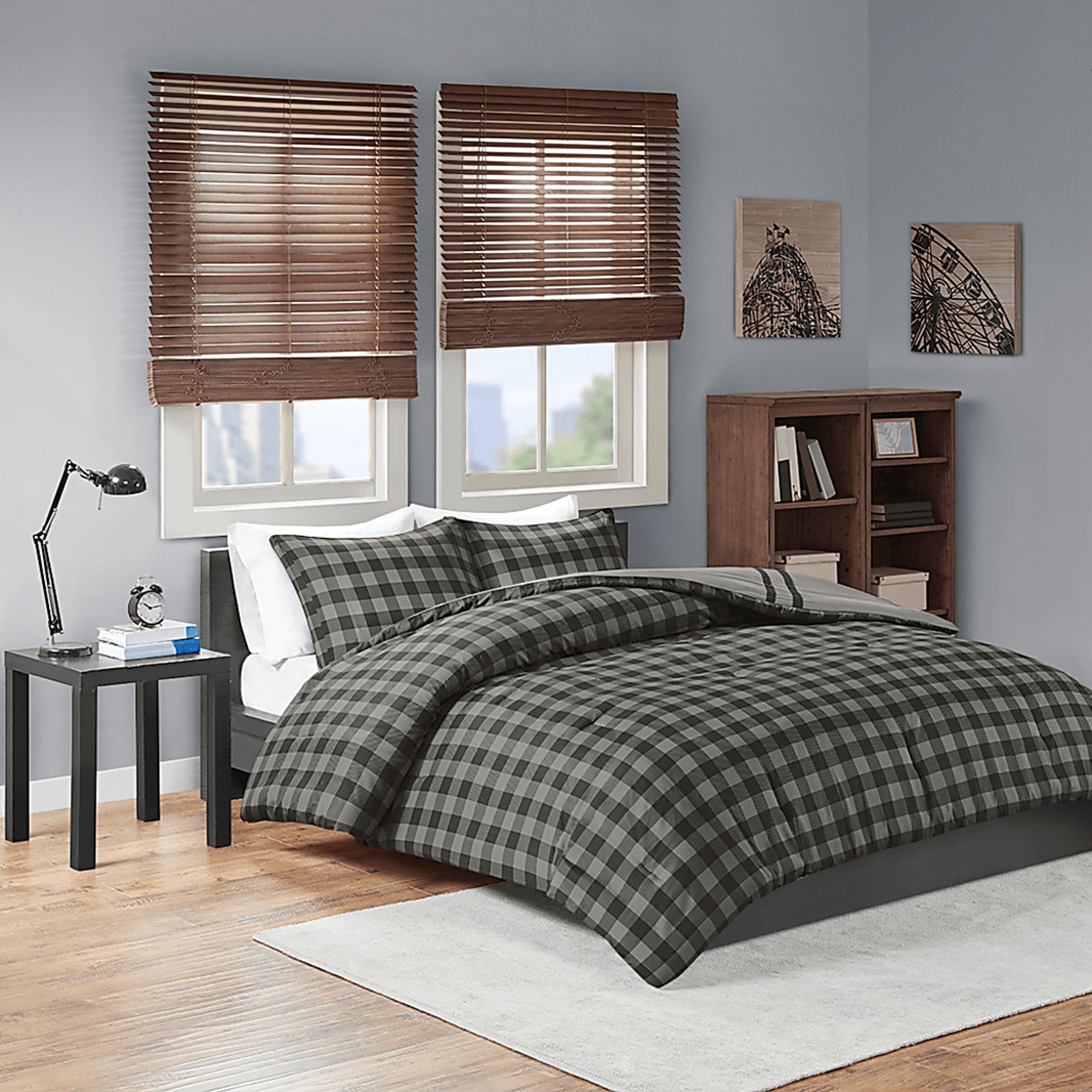 Kids Classic Checks Gray 2 Pc Twin XL Comforter Set - Image 10