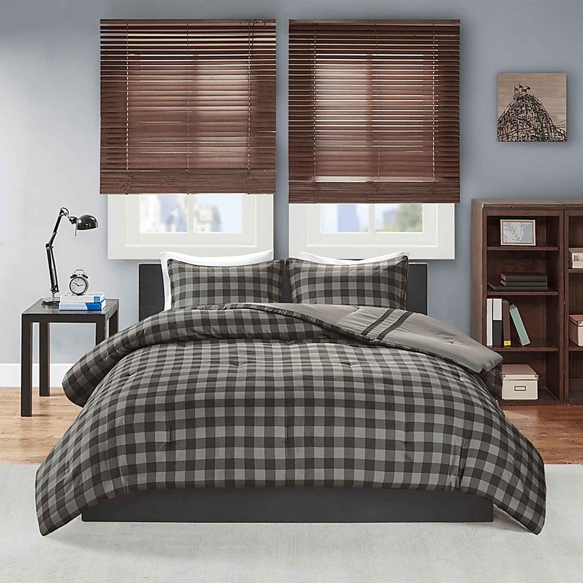 Kids Classic Checks Gray 2 Pc Twin XL Comforter Set - Image 11