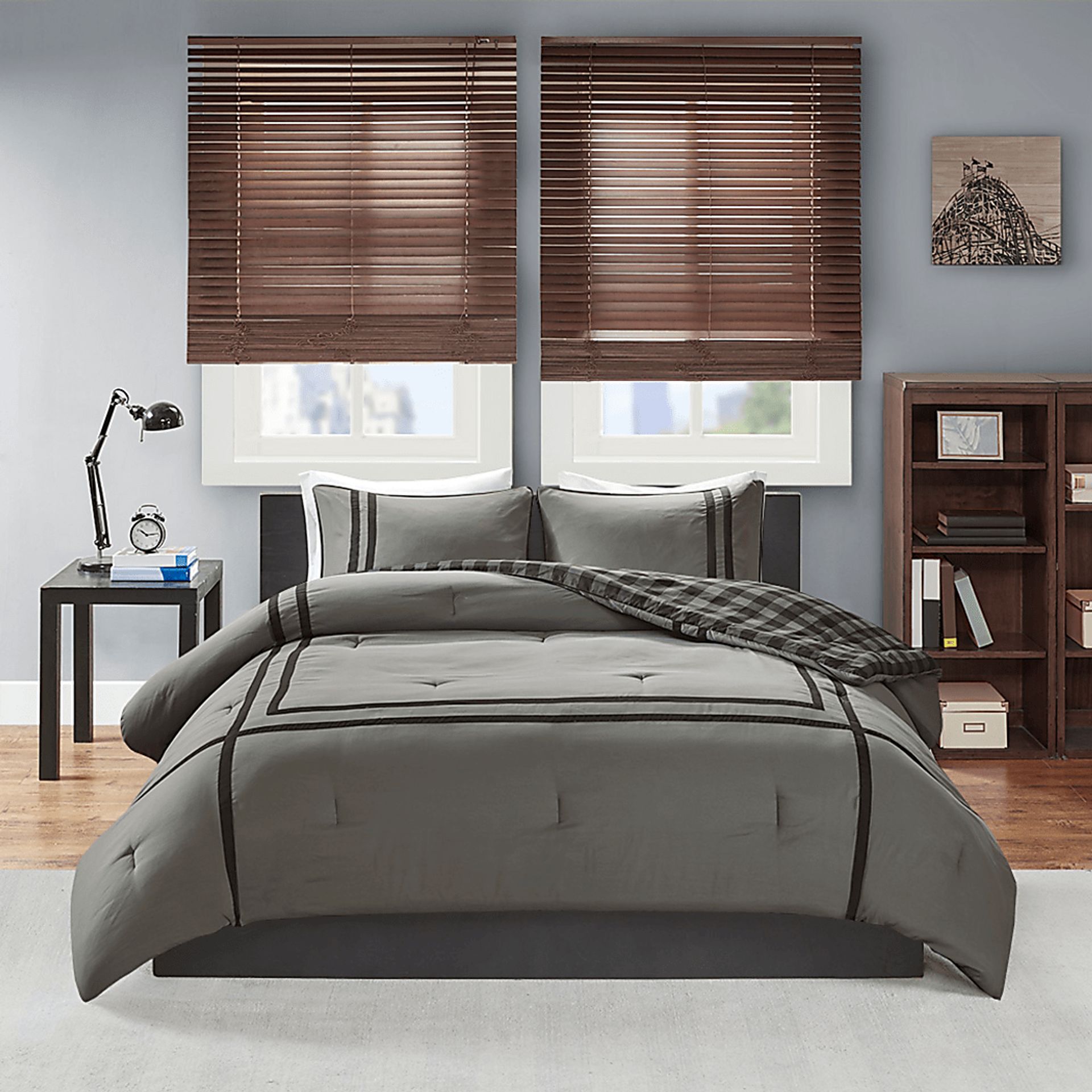 Kids Classic Checks Gray 2 Pc Twin XL Comforter Set - Image 12