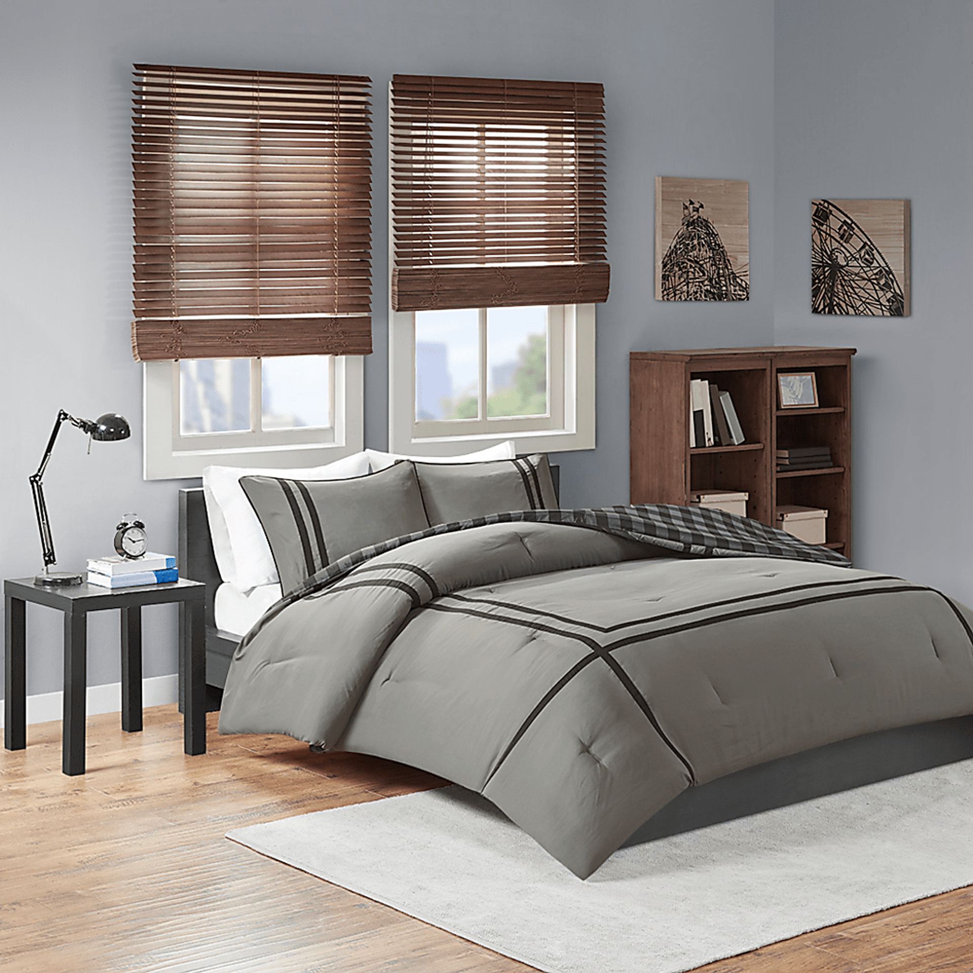 Kids Classic Checks Gray 2 Pc Twin XL Comforter Set - Image 9