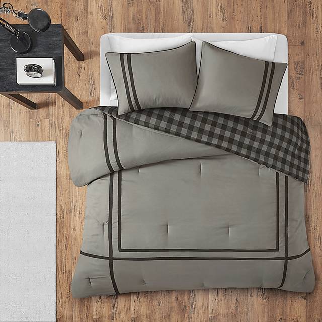 Kids Classic Checks Gray 2 Pc Twin XL Comforter Set - Thumbnail - Image 1