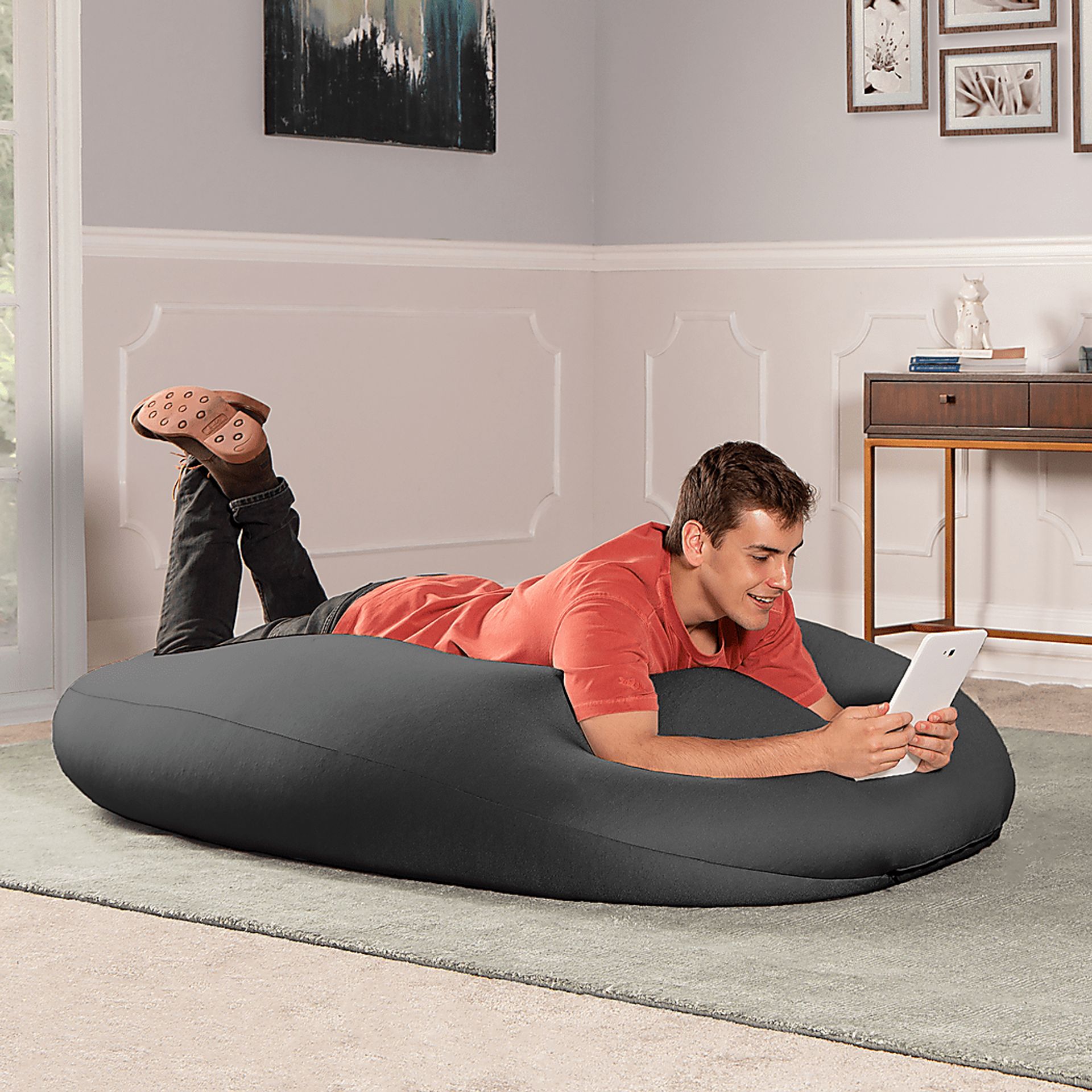 Kids Cloud Nest Large Black Bean Bag Chair - Image 5