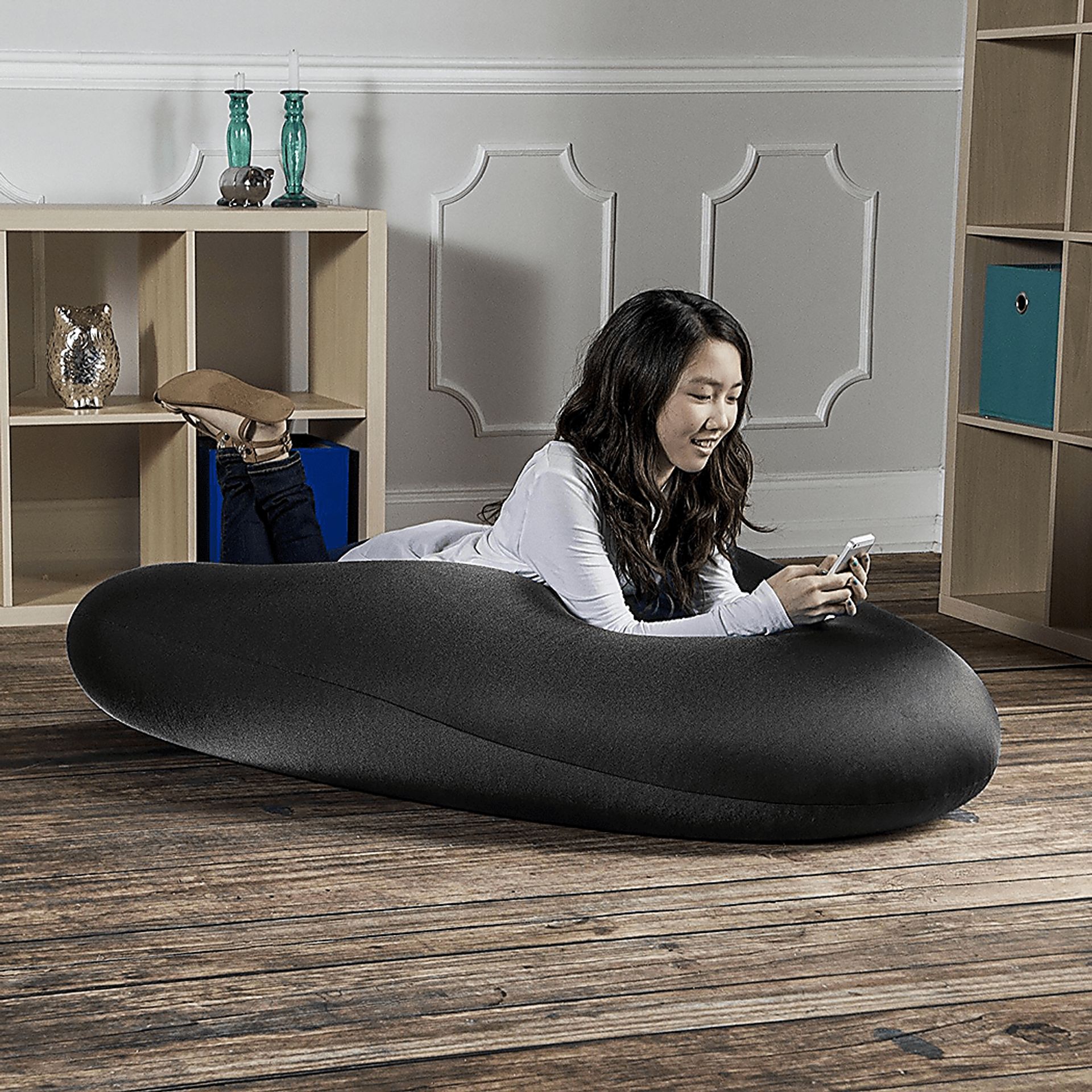 Kids Cloud Nest Medium Black Bean Bag Chair - Image 2