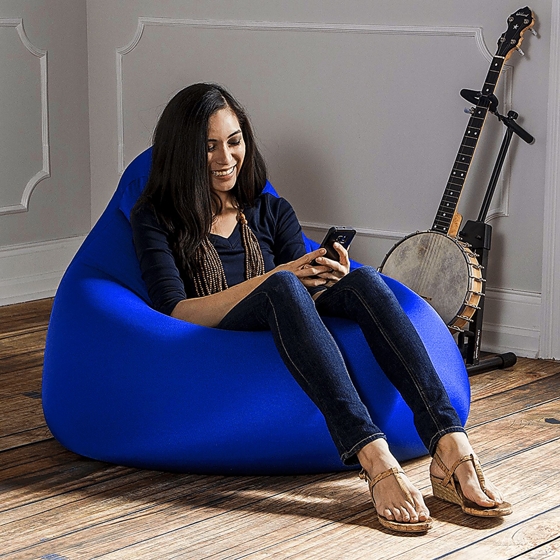 Kids Cloud Nest Large Blue Bean Bag Chair - Image 6