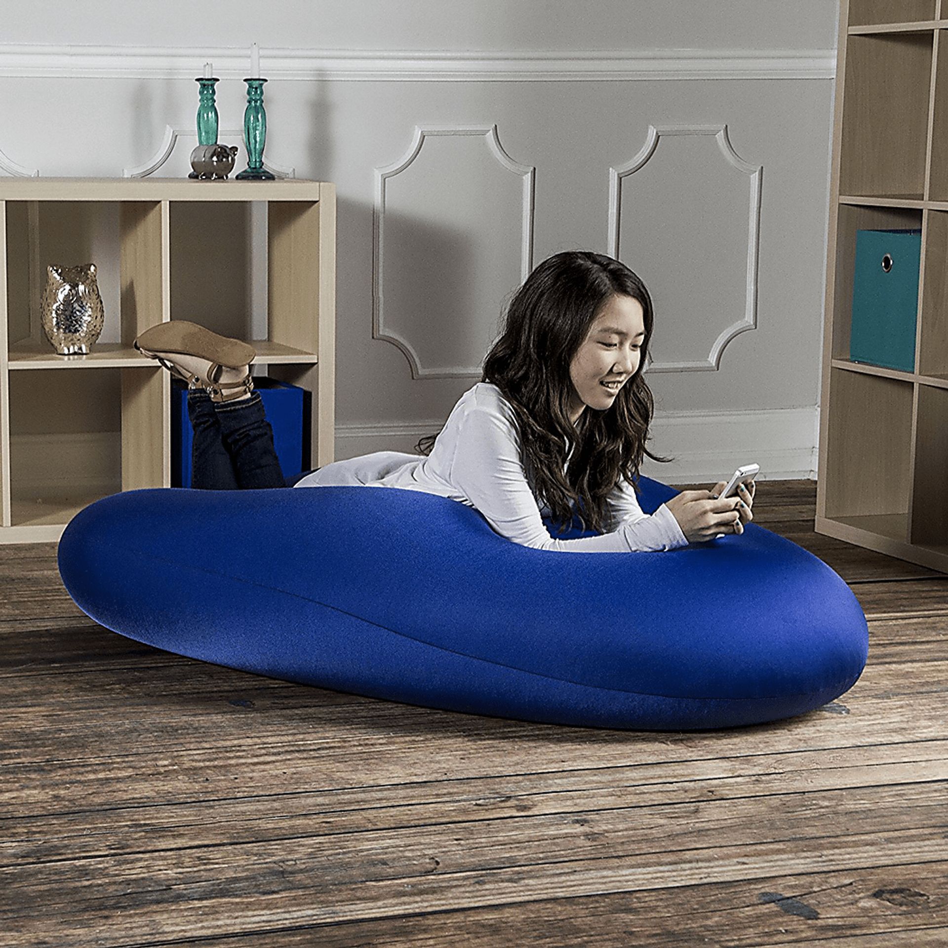 Kids Cloud Nest Medium Blue Bean Bag Chair - Image 2