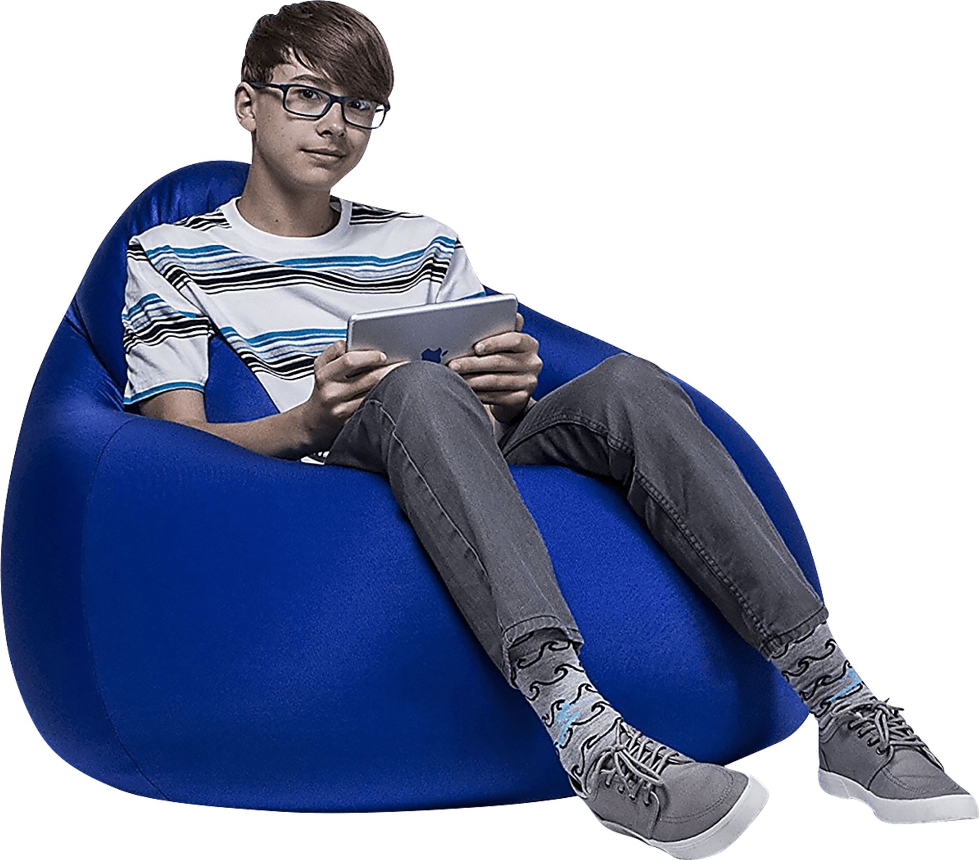 Kids Cloud Nest Medium Blue Bean Bag Chair - Image 1