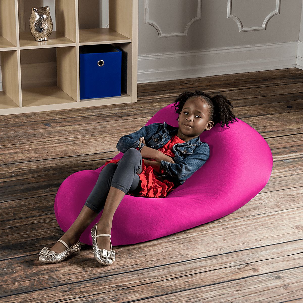 Cloud Nest Small Hot Pink Polyurethane Fabric Bean Bag Chair Rooms to Go