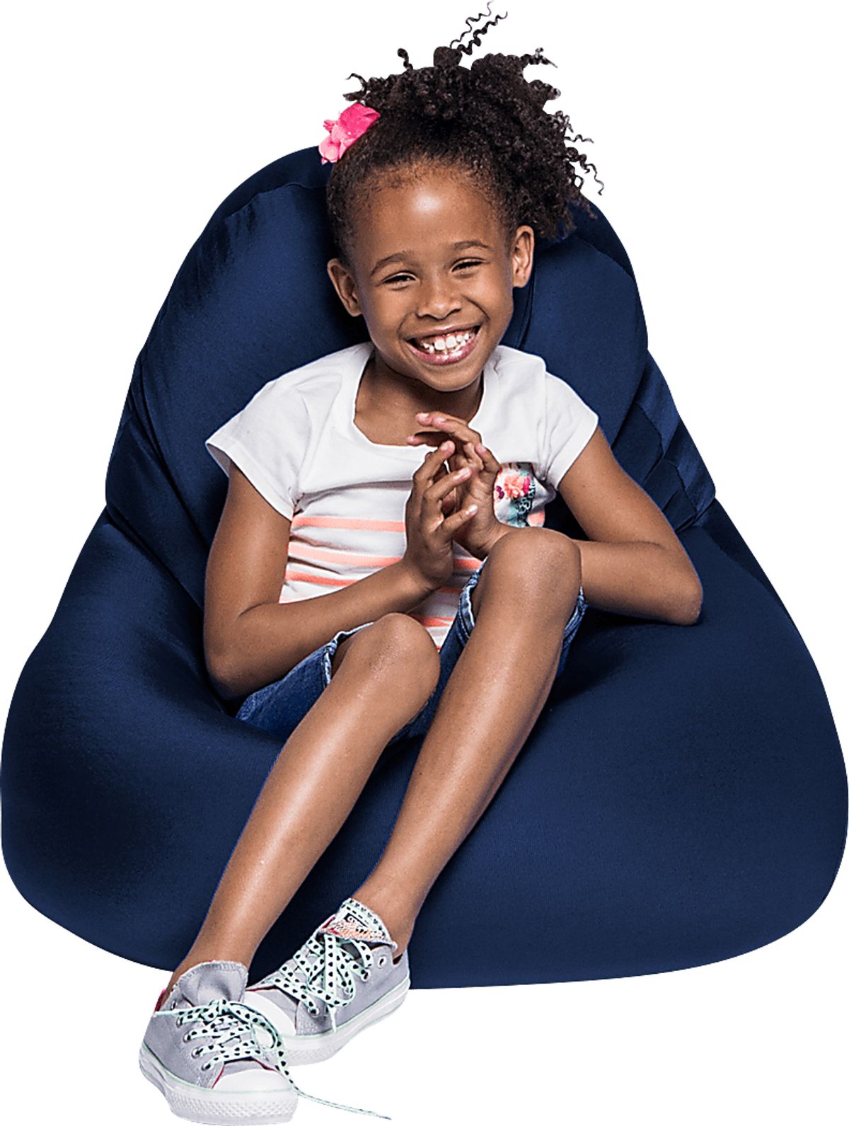 Cloud Nest Small Navy Blue Polyurethane Fabric Bean Bag Chair Rooms to Go