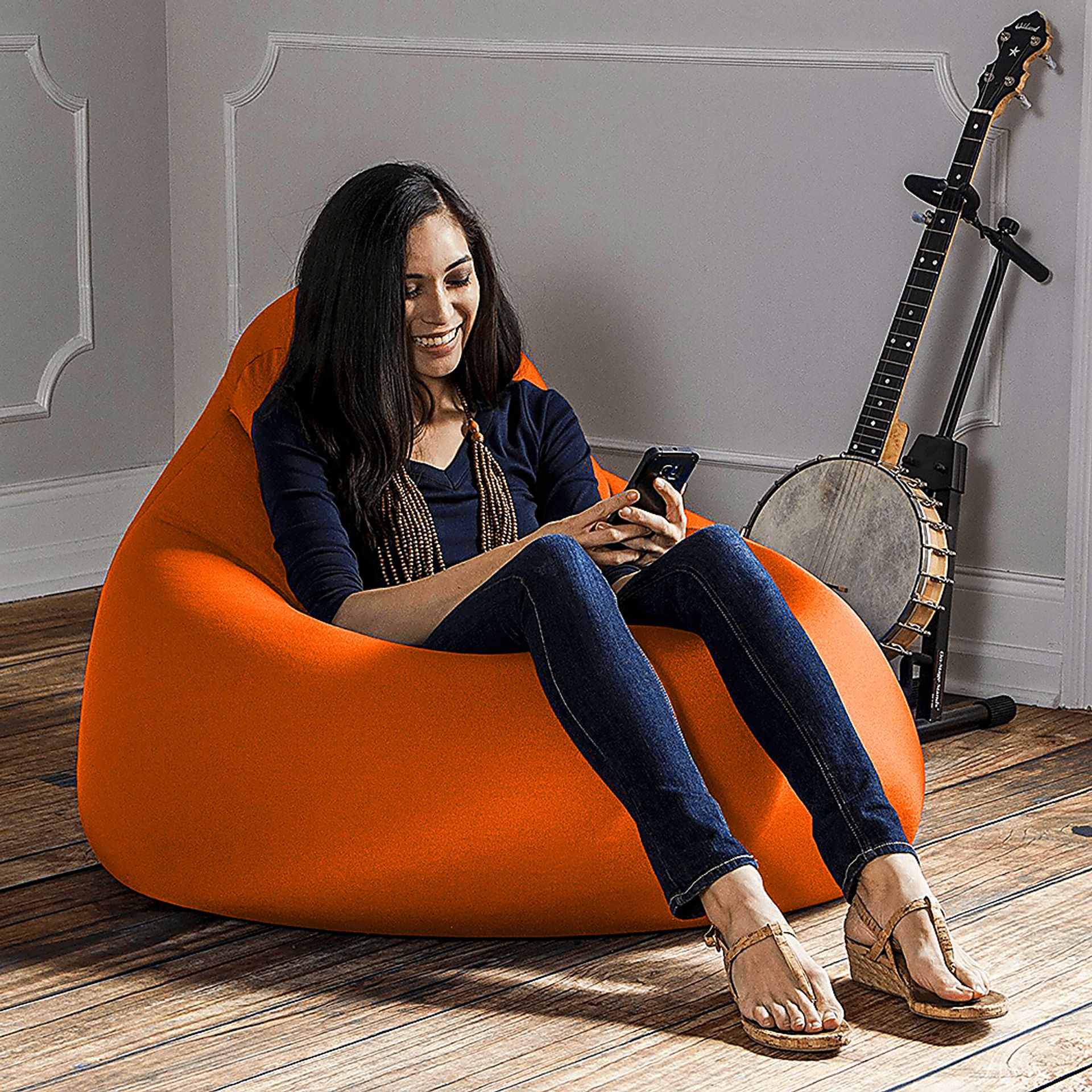 Kids Cloud Nest Large Orange Bean Bag Chair - Image 6