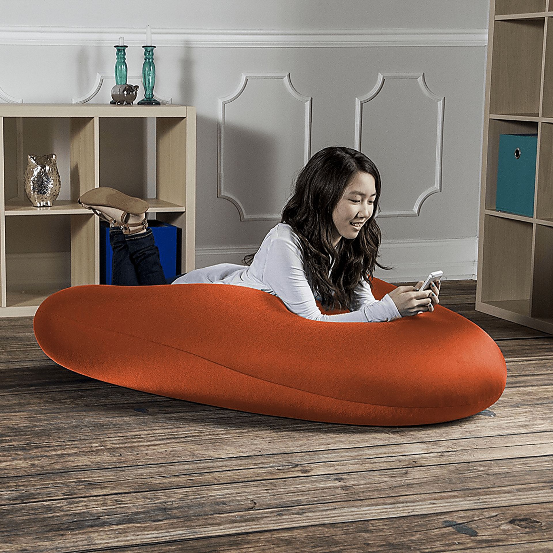 Kids Cloud Nest Medium Orange Bean Bag Chair - Image 2