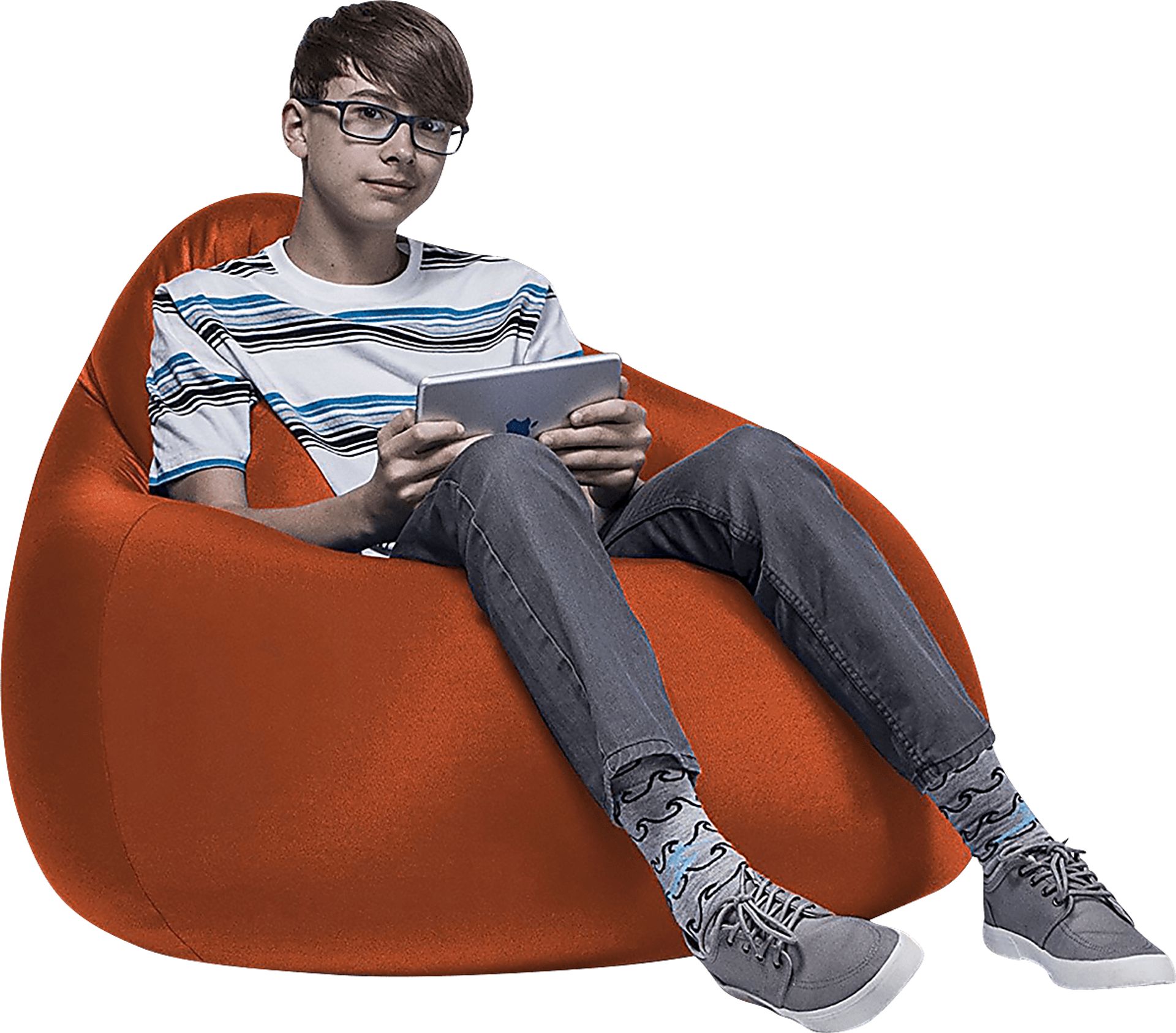 Kids Cloud Nest Medium Orange Bean Bag Chair - Image 1