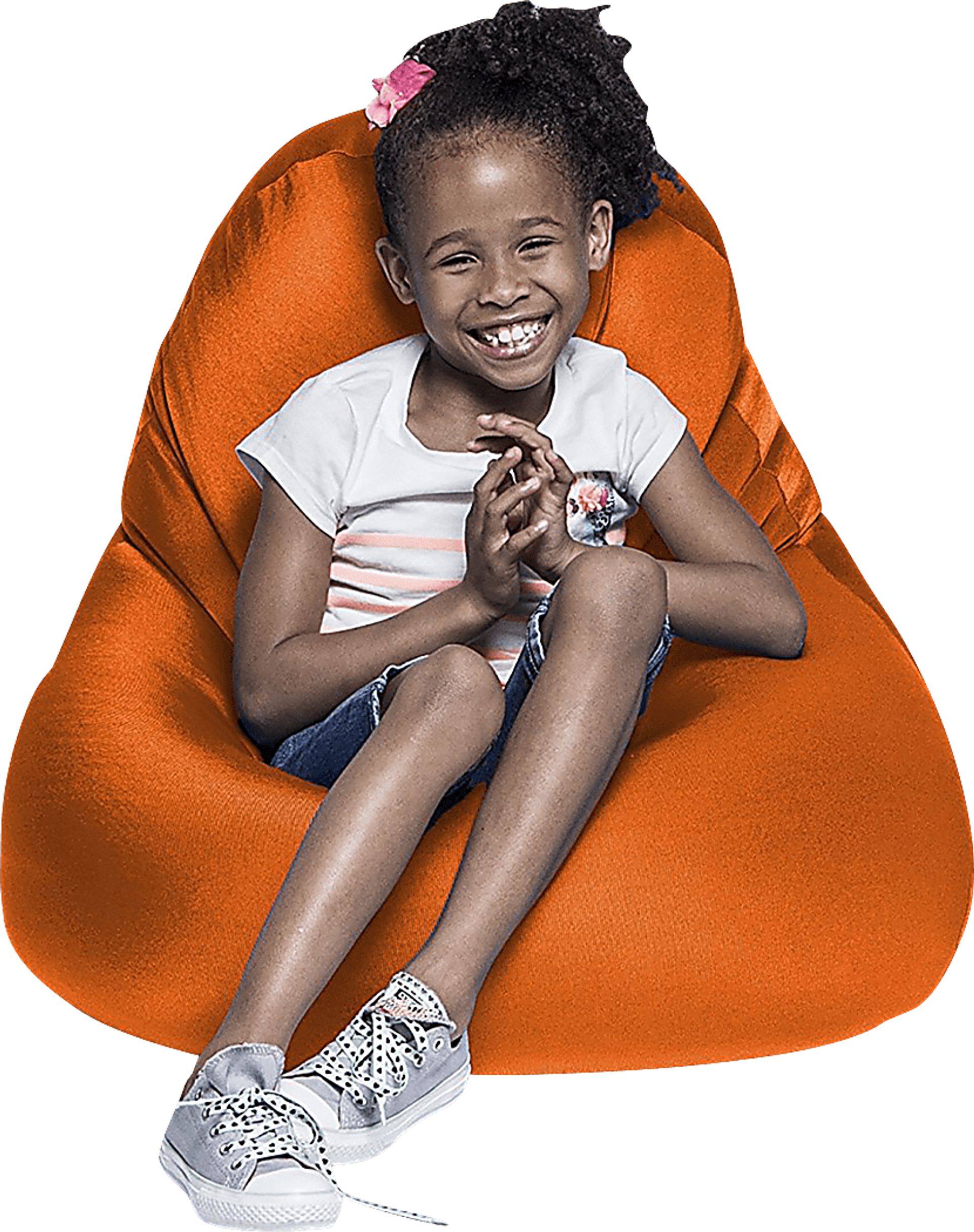 Kids Cloud Nest Small Orange Bean Bag Chair - Image 1