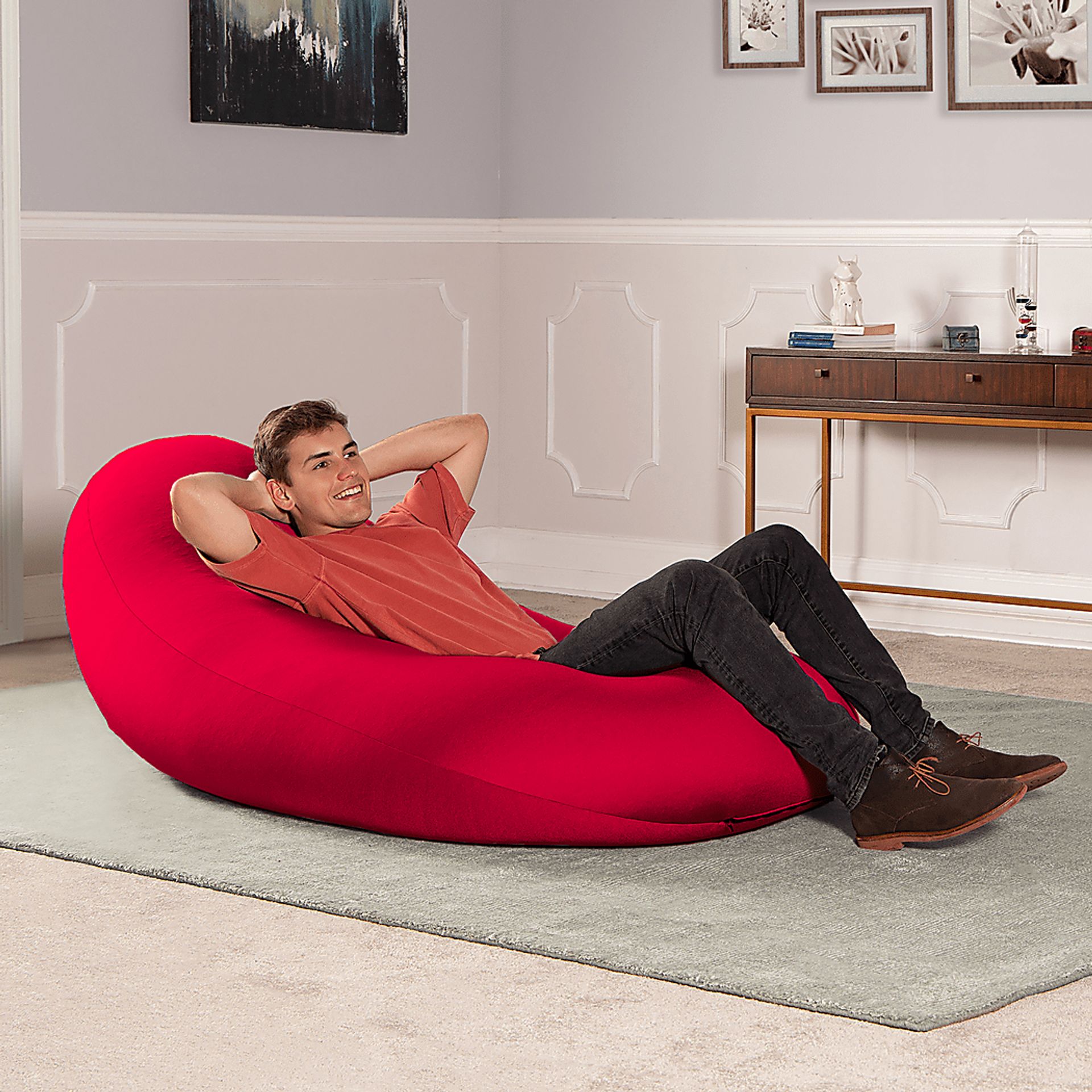 Kids Cloud Nest Large Red Bean Bag Chair - Image 4