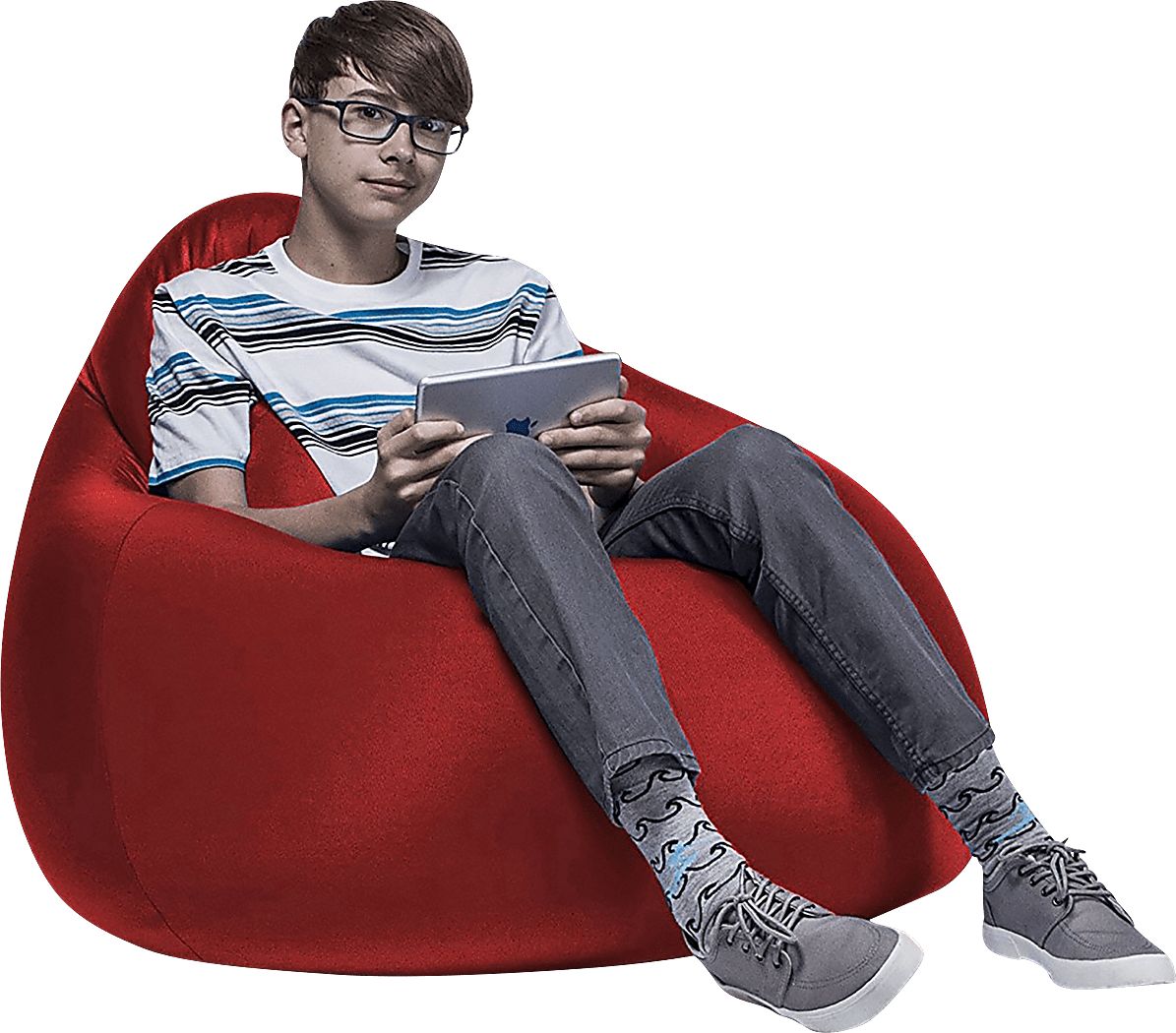 Kids Cloud Nest Medium Red Bean Bag Chair Rooms To Go