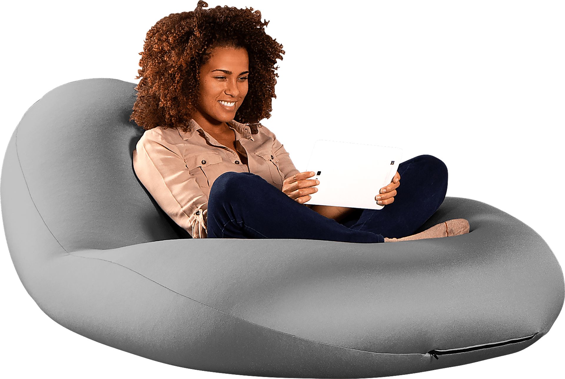 Kids Cloud Nest Large Silver Bean Bag Chair - Image 1