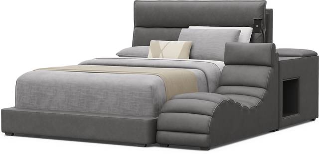Kids Cloud9 Charcoal Full Upholstered Bed with Nightstand and Lounger - Thumbnail - Image 4