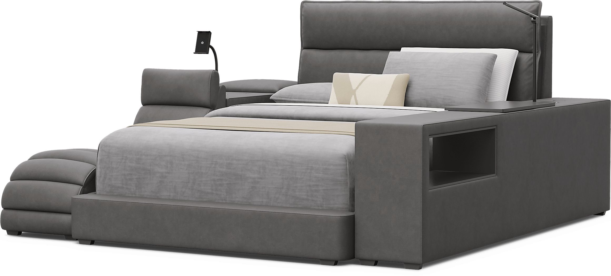 Kids Cloud9 Upholstered Bed with Nightstand, Lounger and Bookcase - Thumbnail 4