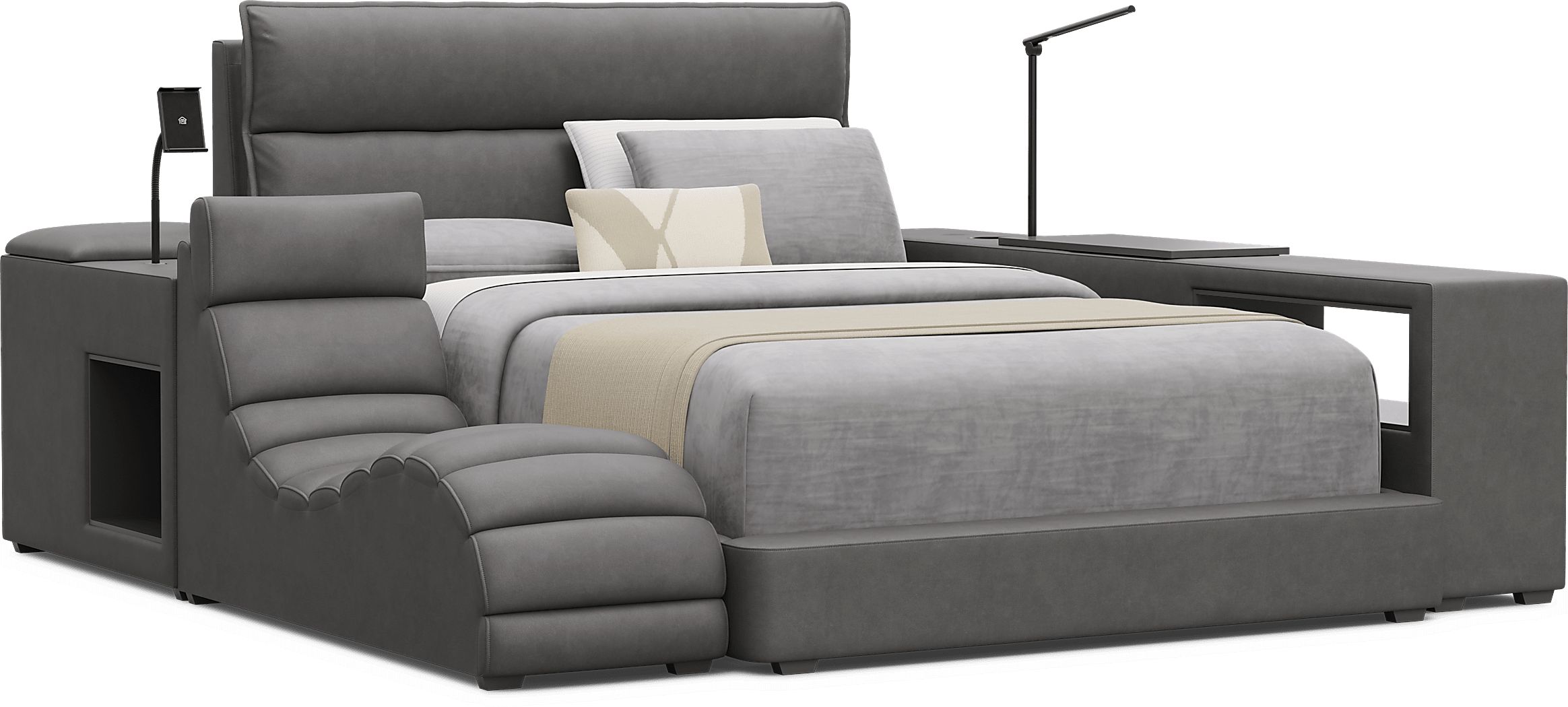 Kids Cloud9 Upholstered Bed with Nightstand, Lounger and Bookcase - Thumbnail 3