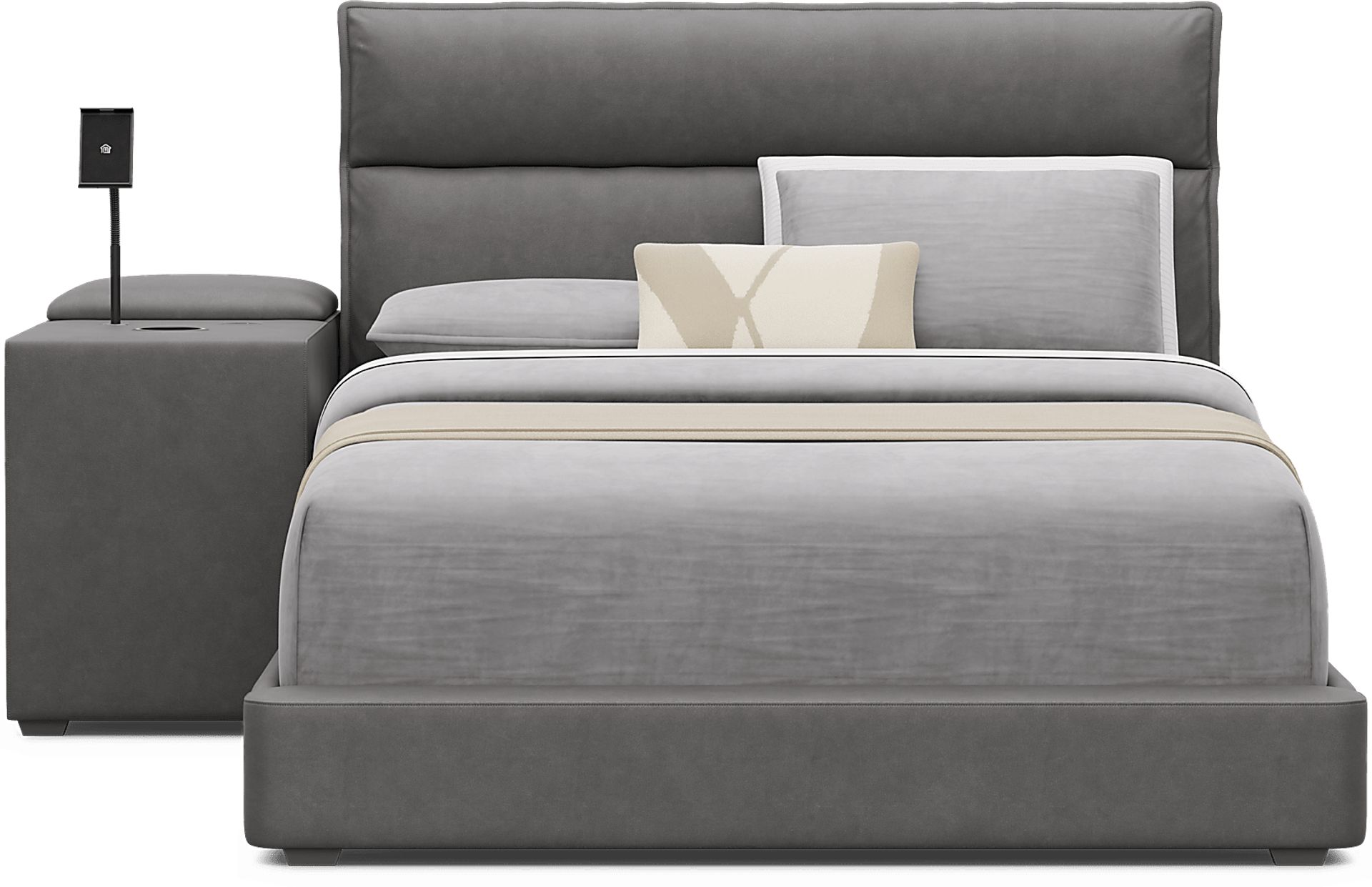 Kids Cloud9 Charcoal Full Upholstered Bed with Nightstand - Image 3