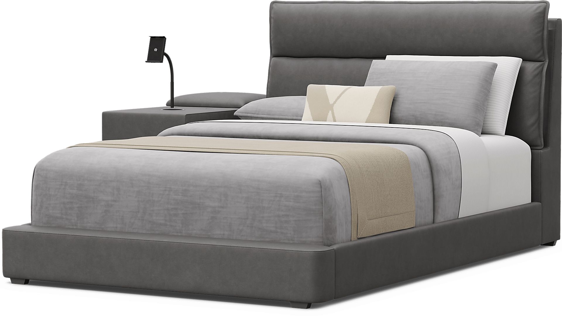 Kids Cloud9 Charcoal Full Upholstered Bed with Nightstand - Image 4