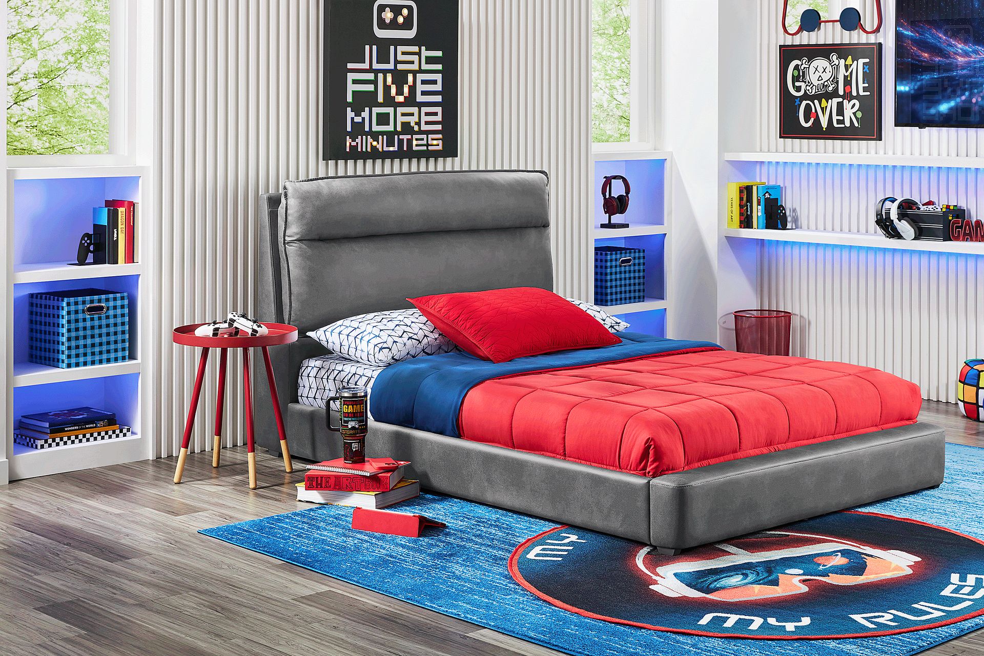 Kids Cloud9 Charcoal Full Upholstered Bed - Image 2