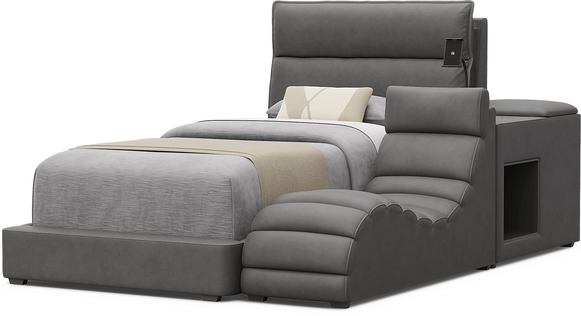 Cloud9 Twin Upholstered Bed with Nightstand and Lounger