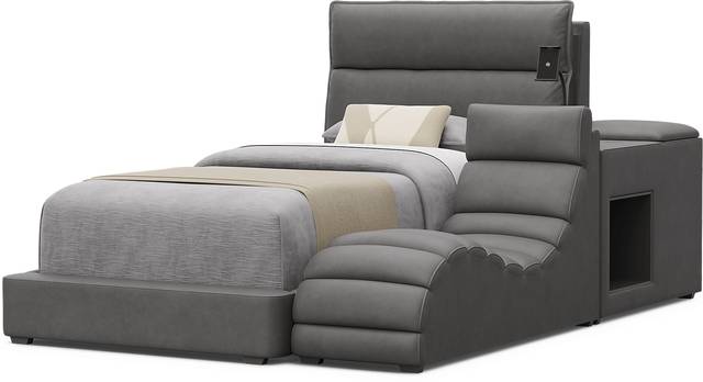 Kids Cloud9 Charcoal Twin Upholstered Bed with Nightstand and Lounger - Thumbnail - Image 4